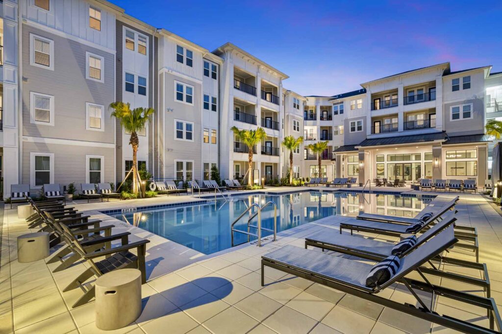 evening pool - Caroline Waterford Lakes - Luxury Apartments in Orlando